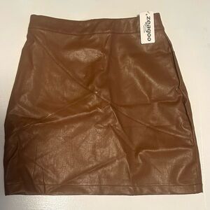 Zeagoo Brown Leather Skirt